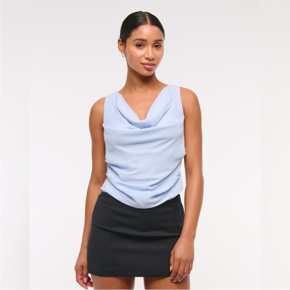 Abercrombie Light Blue Cowl Neck Blouse - Picture 1 of 6